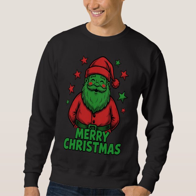  Merry Christmas Comic Holiday Tee Lång Ärmad Tröja (Framsida)