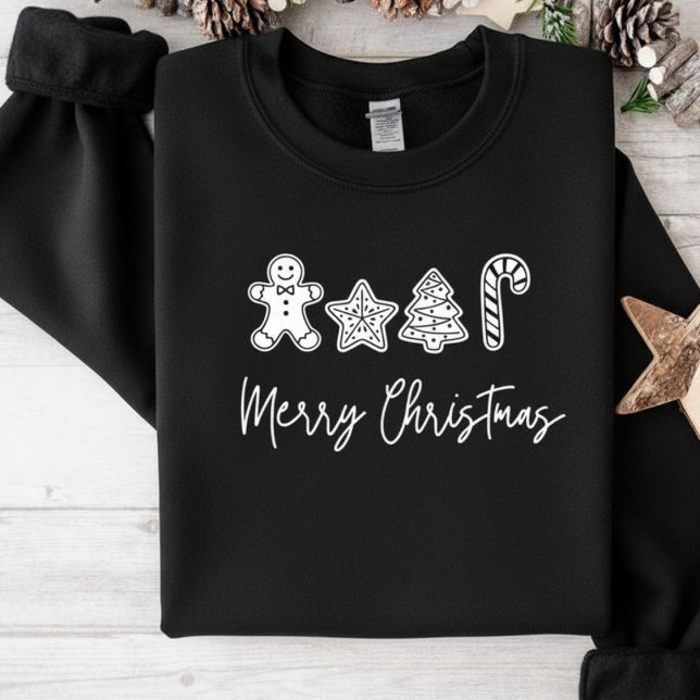 Merry Christmas Cookie Festive Holiday Lång Ärmad Tröja (Merry Christmas Cookie Festive Holiday Sweatshirt)