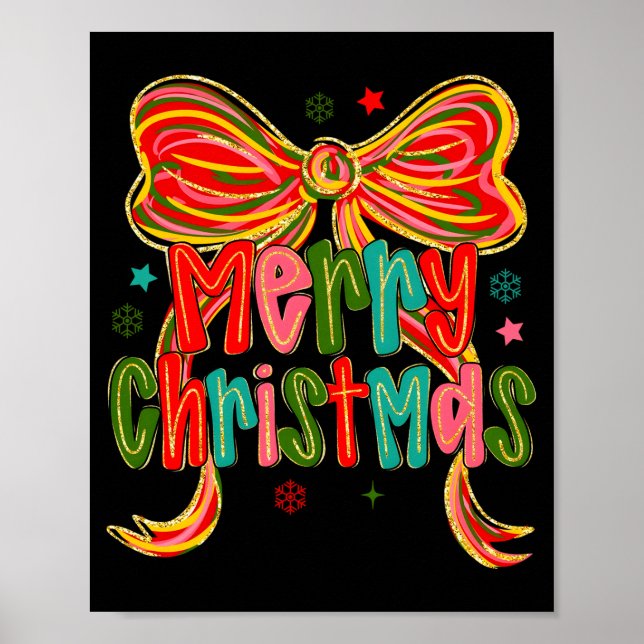 Merry Christmas Coquette Bow Christmas Women Girls Poster (Framsidan)