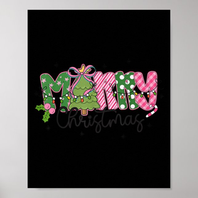 Merry Christmas Coquette Bow Family Xmas Men Women Poster (Framsidan)