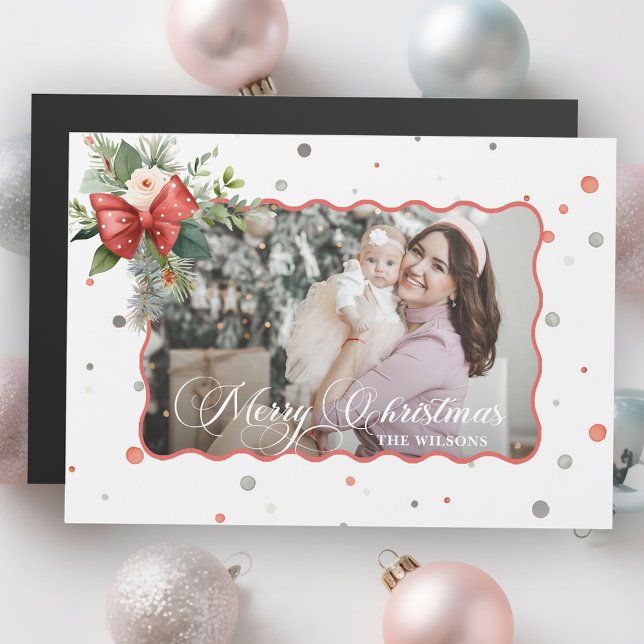 Merry Christmas Coquette Bow, Ribbon Frame 1 Photo (Skapare uppladdad)
