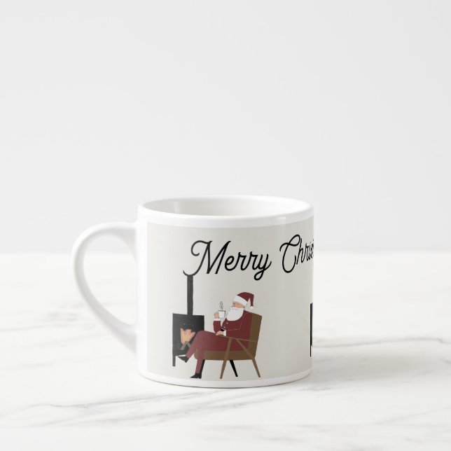 Merry Christmas Cozy Santa Fireplace Espresso Mug  Espressomugg (Vänster)
