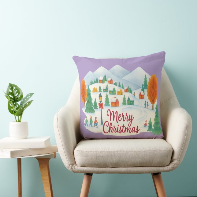 Merry Christmas Cozy Winter Holiday Throw Pillow Kudde (Stol)