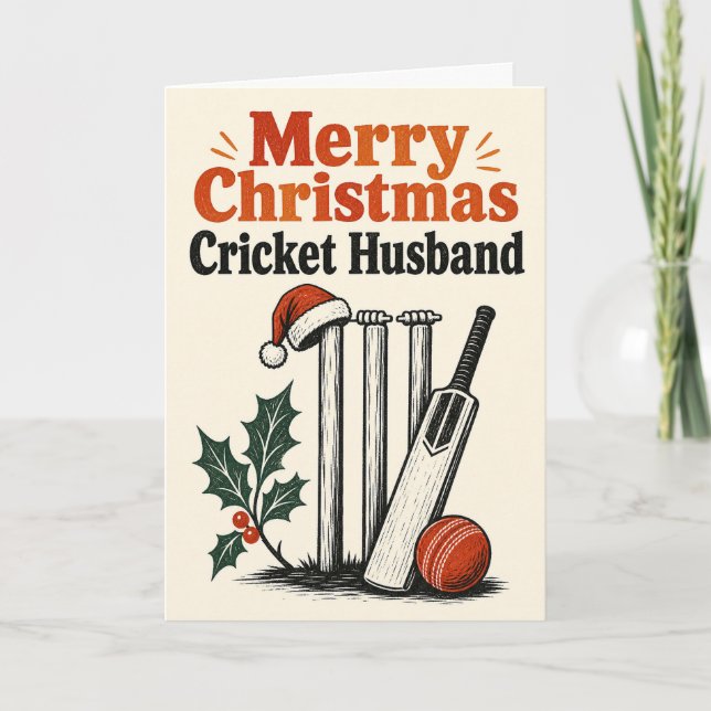 Merry Christmas Cricket Husband Card Kort (Framsida)