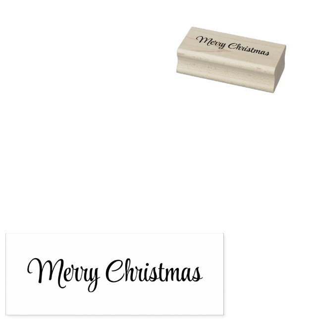 Merry Christmas Cursive Script Text Template Stämpel (Stämplad)