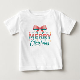 Merry Christmas Cute Baby Festive Bow T-Shirt