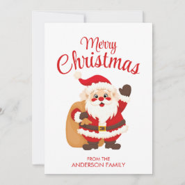 Merry Christmas Cute Cartoon Santa Claus Simple Julkort