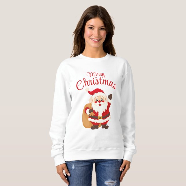 Merry Christmas Cute Cartoon Santa Claus Simple T Shirt (Hel framsida)