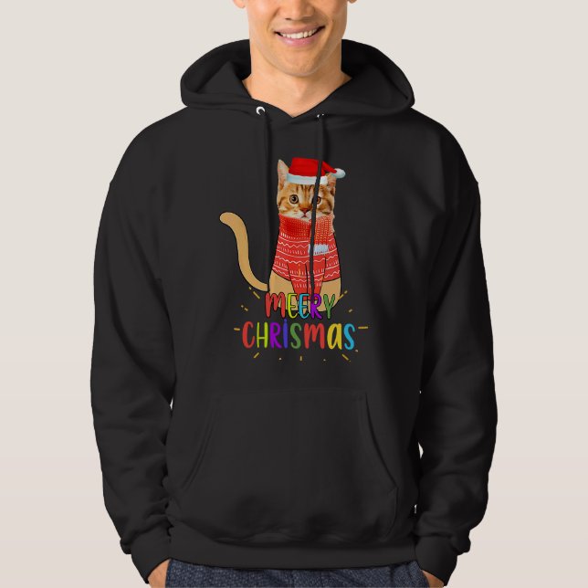 Merry Christmas Cute Cat Christmas For Lovers Hoodie (Framsida)