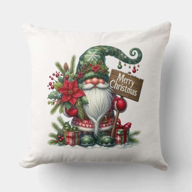 Merry Christmas Cute Christmas Gnome Kudde (Framsida)