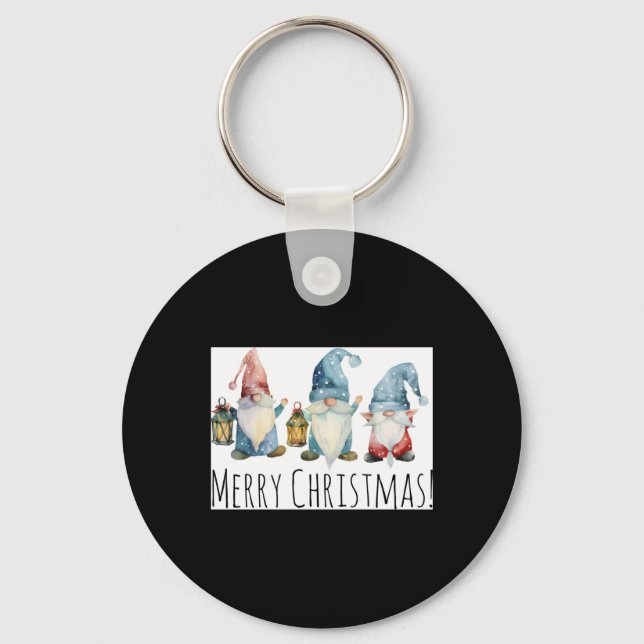Merry Christmas Cute Christmas Gnomes T Shirt  Nyckelring (Framsida)