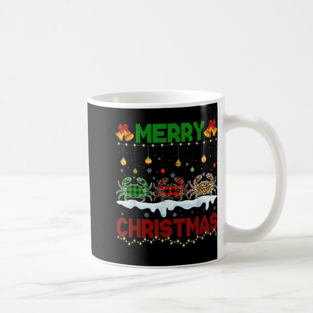 Merry Christmas Cute Crab Xmas Leopard Plaid Santa Kaffemugg (Höger)