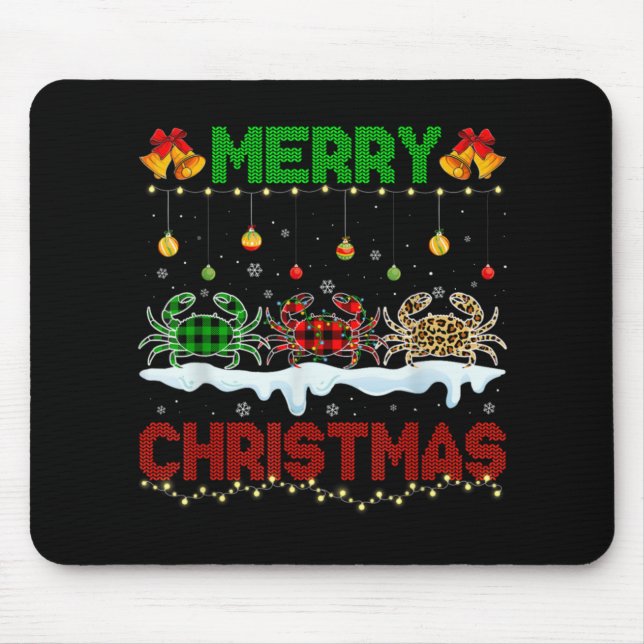 Merry Christmas Cute Crab Xmas Leopard Plaid Santa Musmatta (Framsidan)