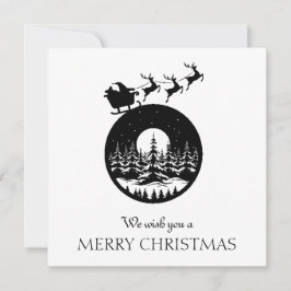 Merry Christmas Cute Custom Santa Sleigh and Trees Julkort