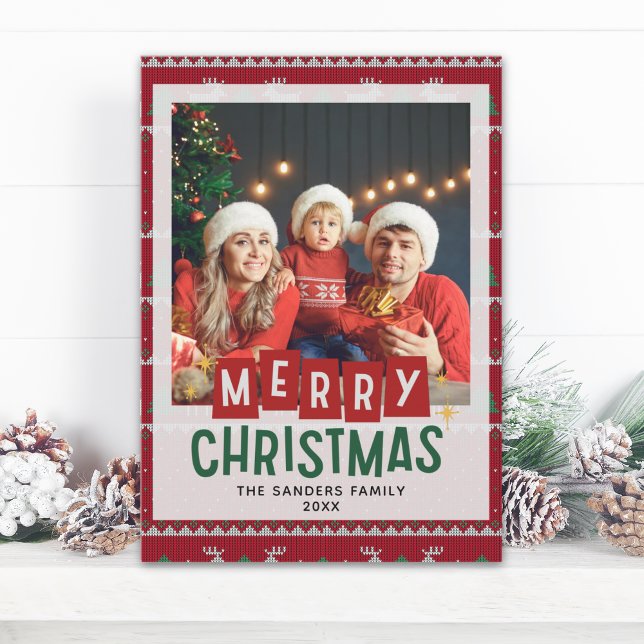 Merry Christmas Cute Family  Photo Card Inbjudningar (Skapare uppladdad)