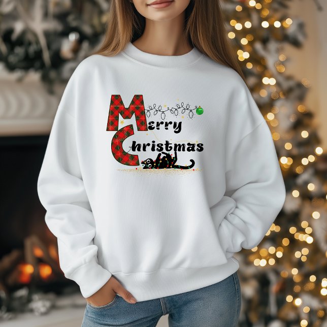 Merry Christmas, Cute Kitten with Holiday Lights T Shirt (Skapare uppladdad)