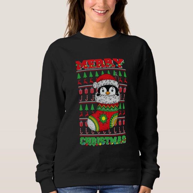 Merry Christmas Cute Penguin Ugly Xmas 1 T Shirt (Framsida)
