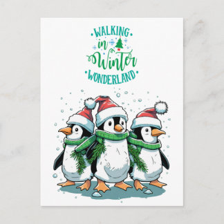 Merry Christmas Cute Penguins Helg Vykort