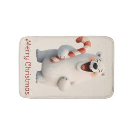 Merry Christmas Cute Polar Bear Design Badrumsmatta