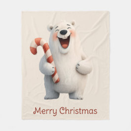 Merry Christmas Cute Polar Bear Design Fleecefilt