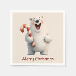 Merry Christmas Cute Polar Bear Design Pappersservett