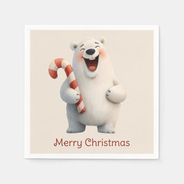 Merry Christmas Cute Polar Bear Design Pappersservett (Framsidan)