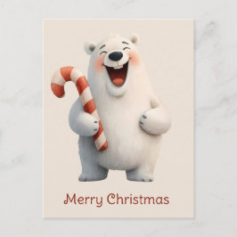 Merry Christmas Cute Polar Bear Design Vykort