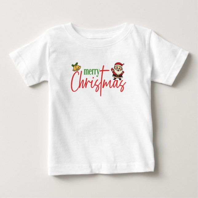 Merry Christmas Cute Santa Script Tee (Framsida)