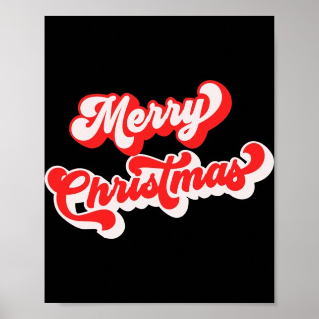 Merry Christmas Cute Simple Retro Calligraphy Red  Poster (Framsidan)