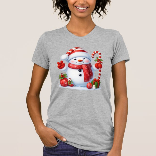 Merry Christmas Cute Snowman Illustration Tee (Framsida)