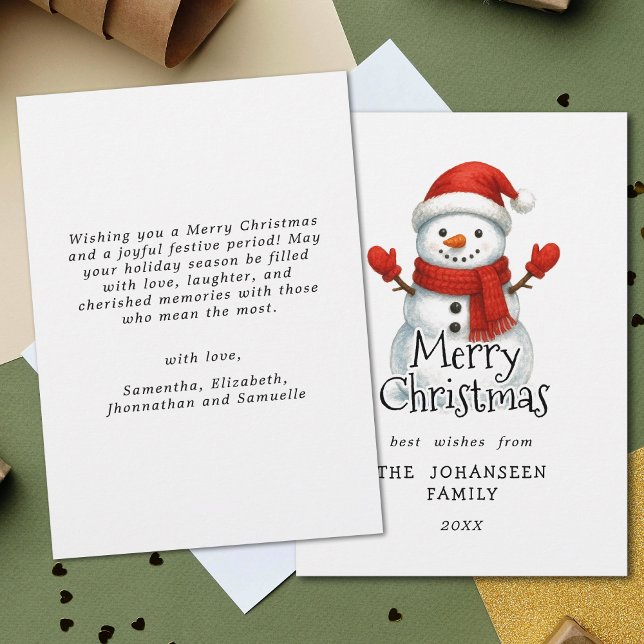 Merry Christmas Cute Snowman Traditional Winter Julkort (Skapare uppladdad)