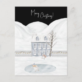 Merry Christmas Cute Winter Scene Snow Card Vykort