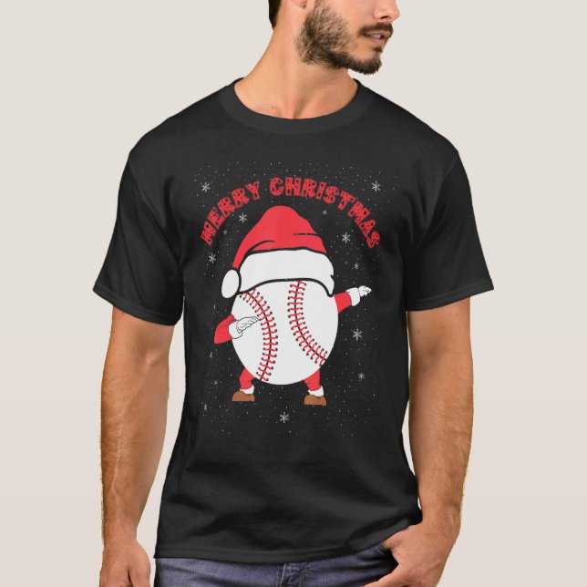 Merry Christmas Dabbing Baseball with Xmas Hat   M T Shirt (Framsida)