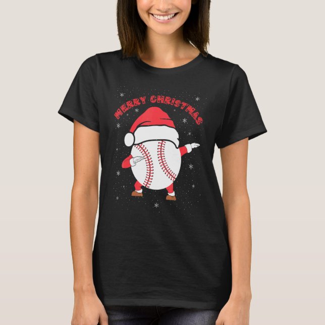 Merry Christmas Dabbing Baseball with Xmas Hat   M T Shirt (Framsida)