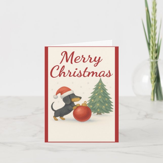 Merry Christmas Dachshund Card — New Zealand  Helgkort (Framsida)