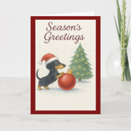 Merry Christmas Dachshund dog card Helgkort