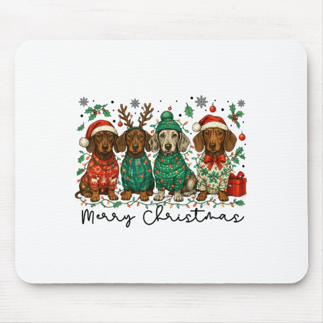 Merry Christmas Dachshund Dog Retro Xmas Puppy Men Musmatta (Framsidan)