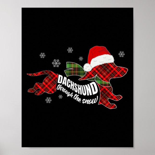 Merry Christmas Dachshund Dog Through The Snow Pla Poster (Framsidan)