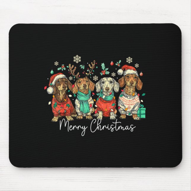Merry Christmas Dachshund Santa Dog Xmas Lights Ho Musmatta (Framsidan)