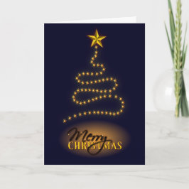 Merry Christmas Dark Blue and Gold Greeting Card Helgkort