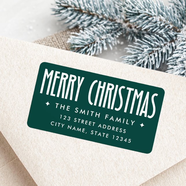Merry Christmas dark green return address Adressetikett (Merry Christmas dark green return address Label)