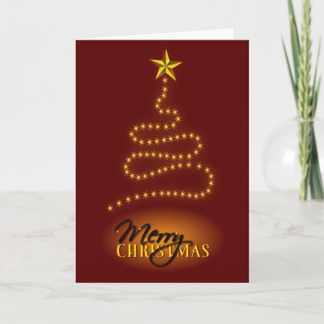 Merry Christmas Dark Red and Gold Greeting Card Helgkort (Framsida)