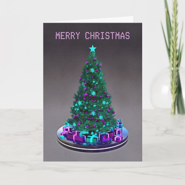 Merry Christmas. Decorated tree with gifts Kort (Framsida)