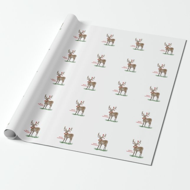 Merry Christmas Deer Gift Wrap Presentpapper (Utrullad)