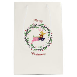 Merry Christmas Deer Medium Gift Bag