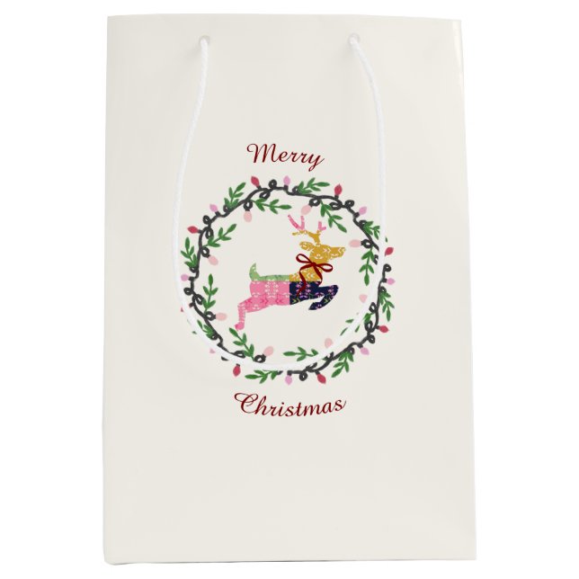 Merry Christmas Deer Medium Gift Bag (Framsidan)