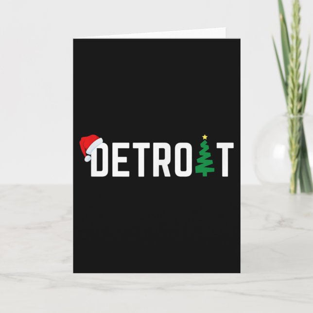 Merry Christmas Detroit Happy Holidays Michigan Sa Kort (Framsida)