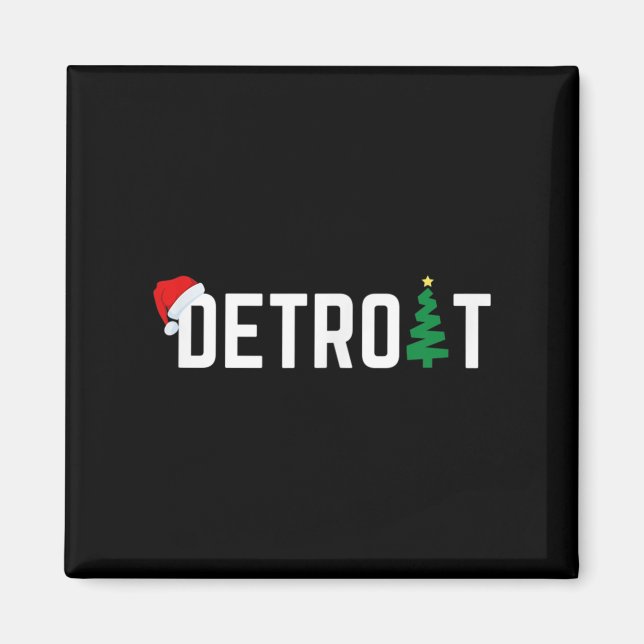 Merry Christmas Detroit Happy Holidays Michigan Sa Magnet (Framsidan)