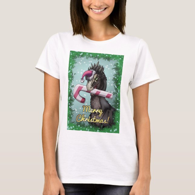 Merry Christmas Dinosaur T Shirt (Framsida)