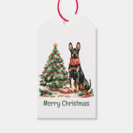 Merry Christmas Dobermann Dogs Presentetikett